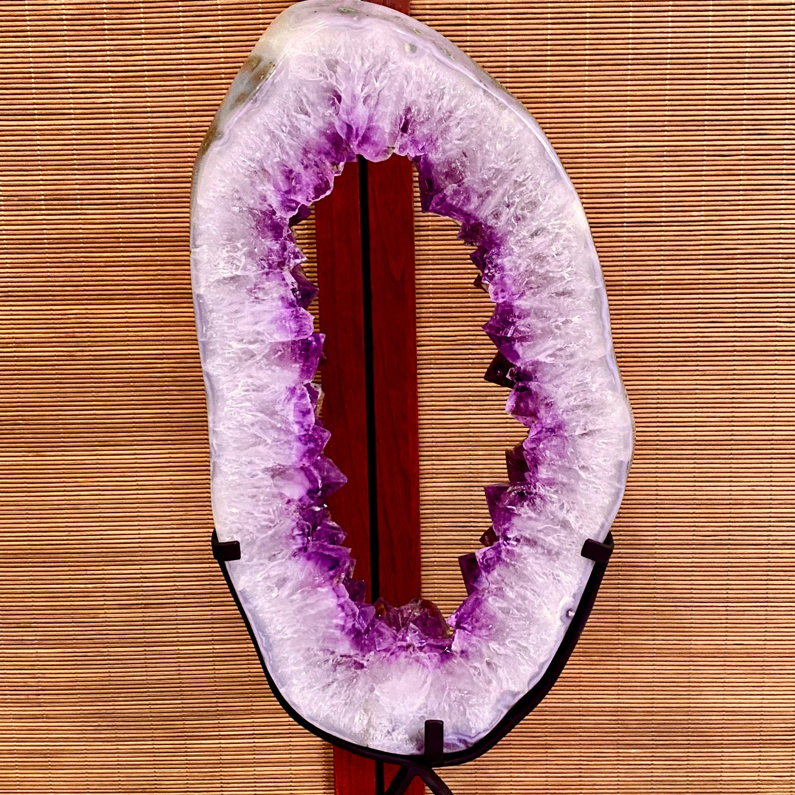 12.45LB Natural Amethyst Cave Crystal Slice Crescent shaped Hand Cut Repai