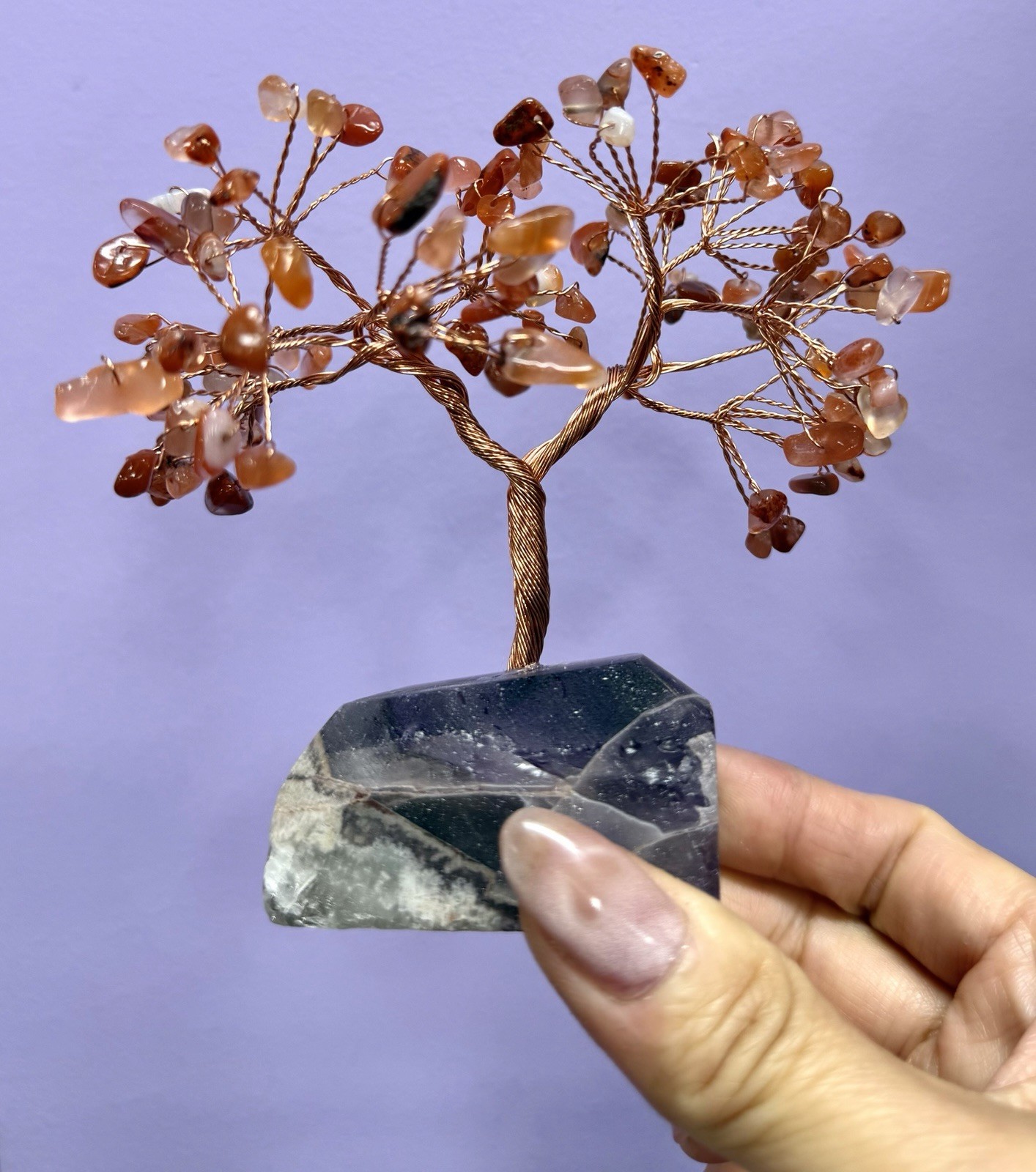 Wholesale 7 Pcs Bonsai Tree With Fluorite Base Copper Wire Natural Crystal
