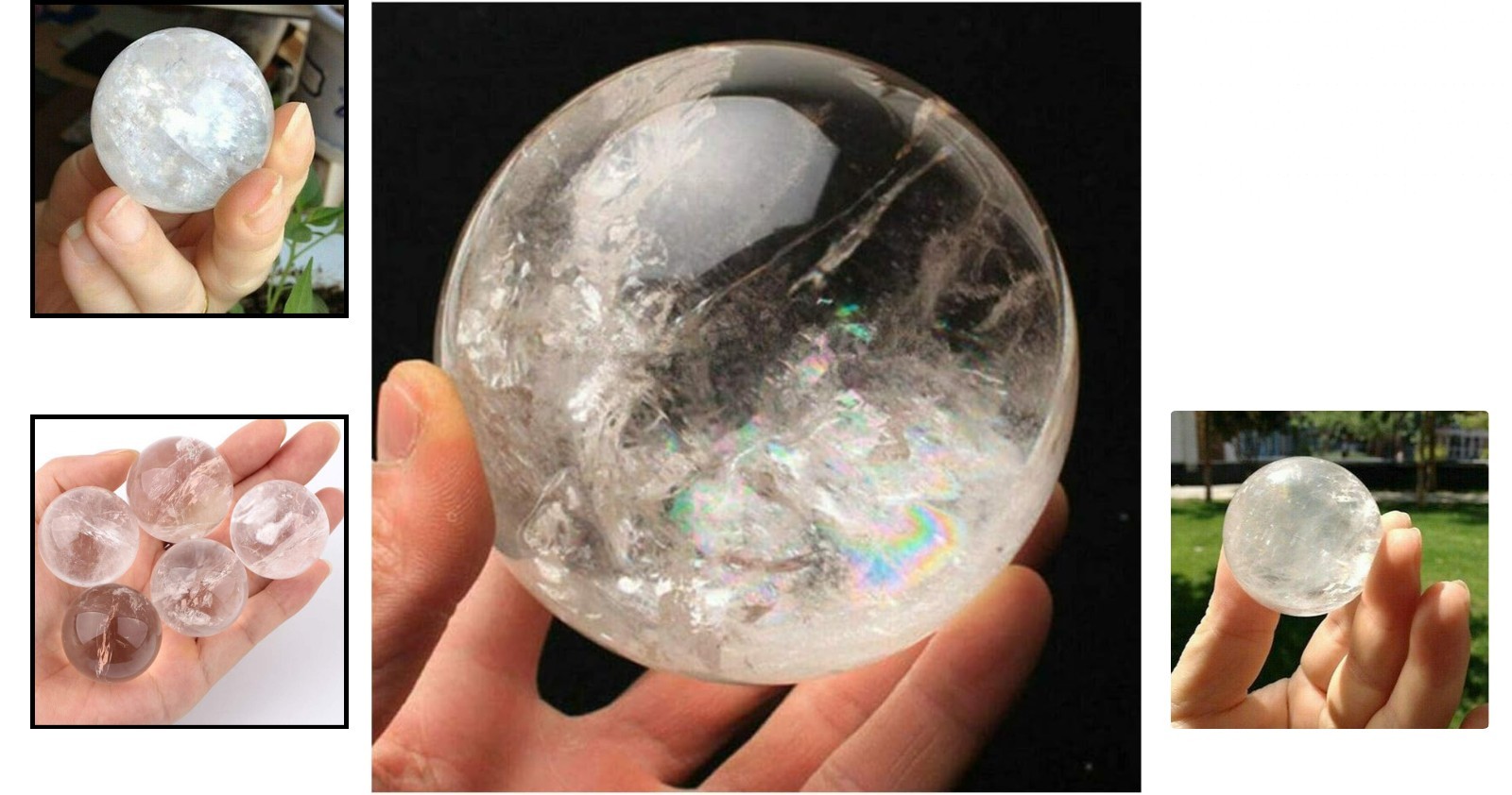 1Pcs 35-40Mm Rare Clear Natural Rainbow Large Quartz Crystal Sphere Ball Healing