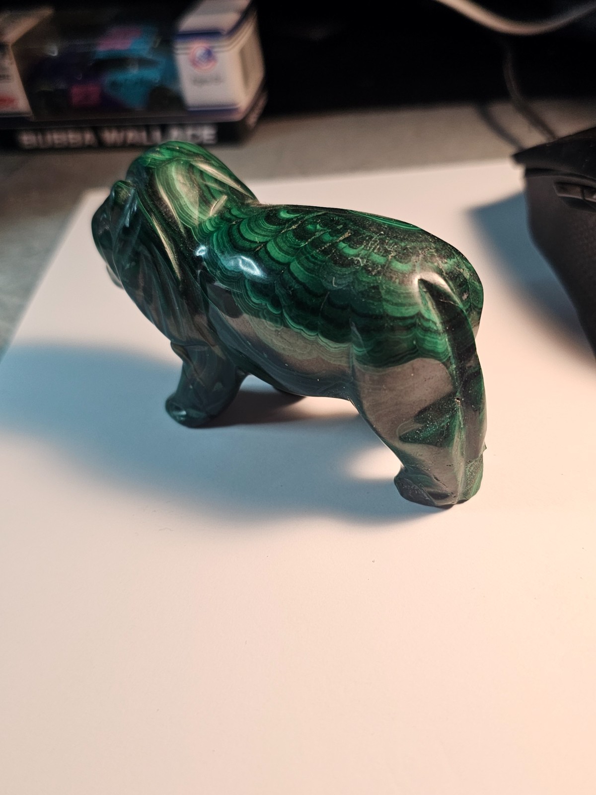 Genuine Hand-Carved Malachite Lion Figurine – 256g Polished Congo Green Stone