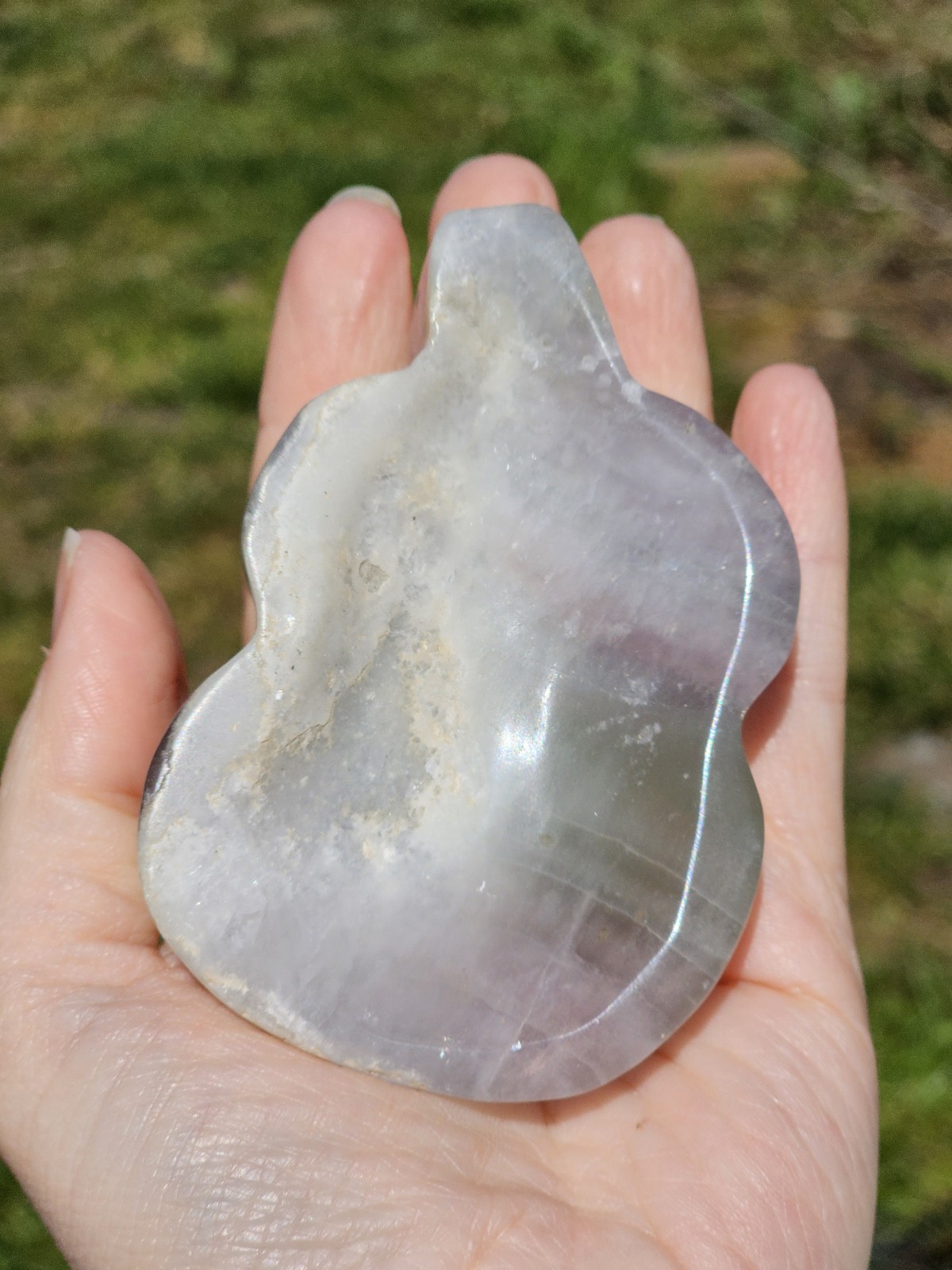 ✨️SALE✨ Green Purple Rainbow Fluorite crystal Bowl Dish Trinket 286g 8.9cm