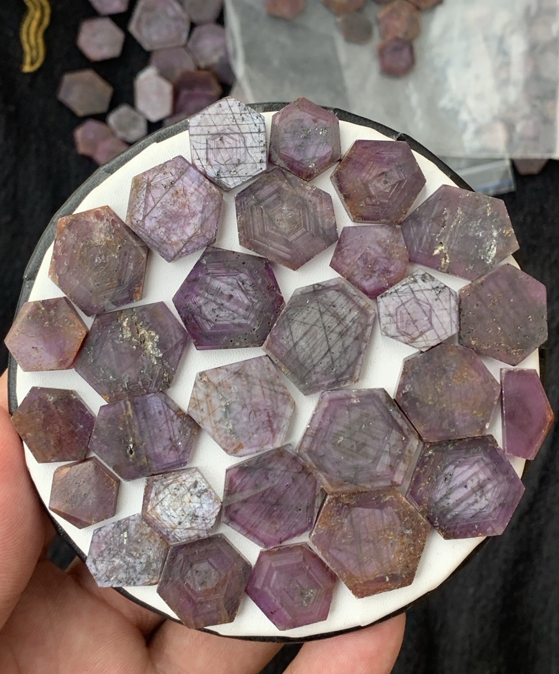 360 Carats Polished Beautiful Ruby Slices Corundum- Corundum Ruby Slices.