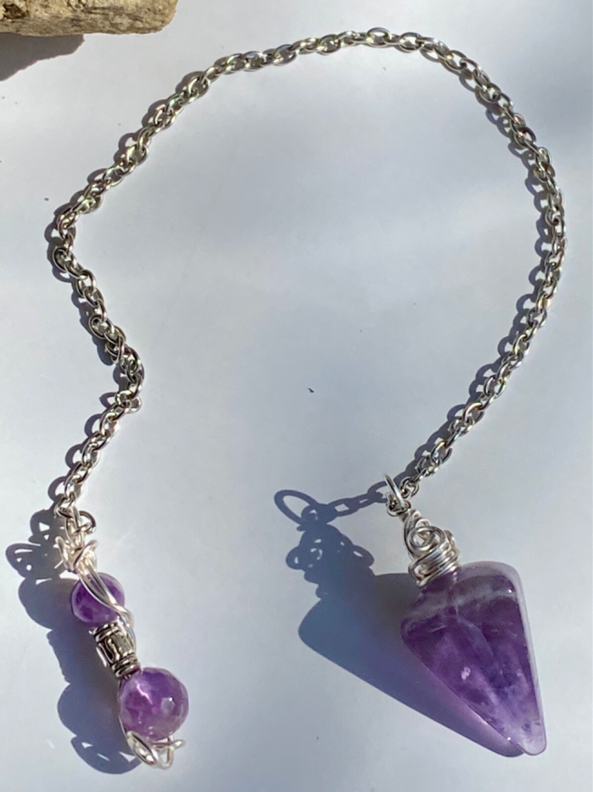 REIKI AMETHYST RID NEG PENDANT PENDULUM CHARGED WICCA PAGAN DIVINATION SPELL