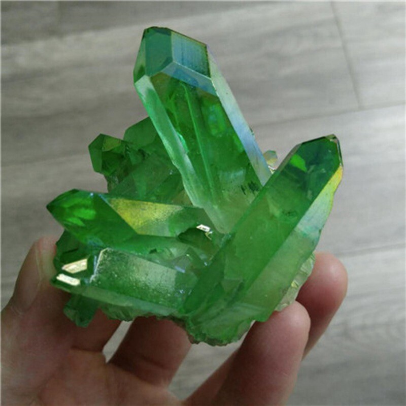 50g Natural Green Aura Quartz Titanium Energy Crystal Cluster VUG Specimen Stone