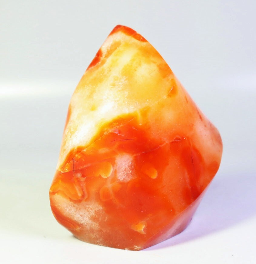 370g Natural Red Orange Carnelian Agate Stone Quartz Crystal Flame Freeform