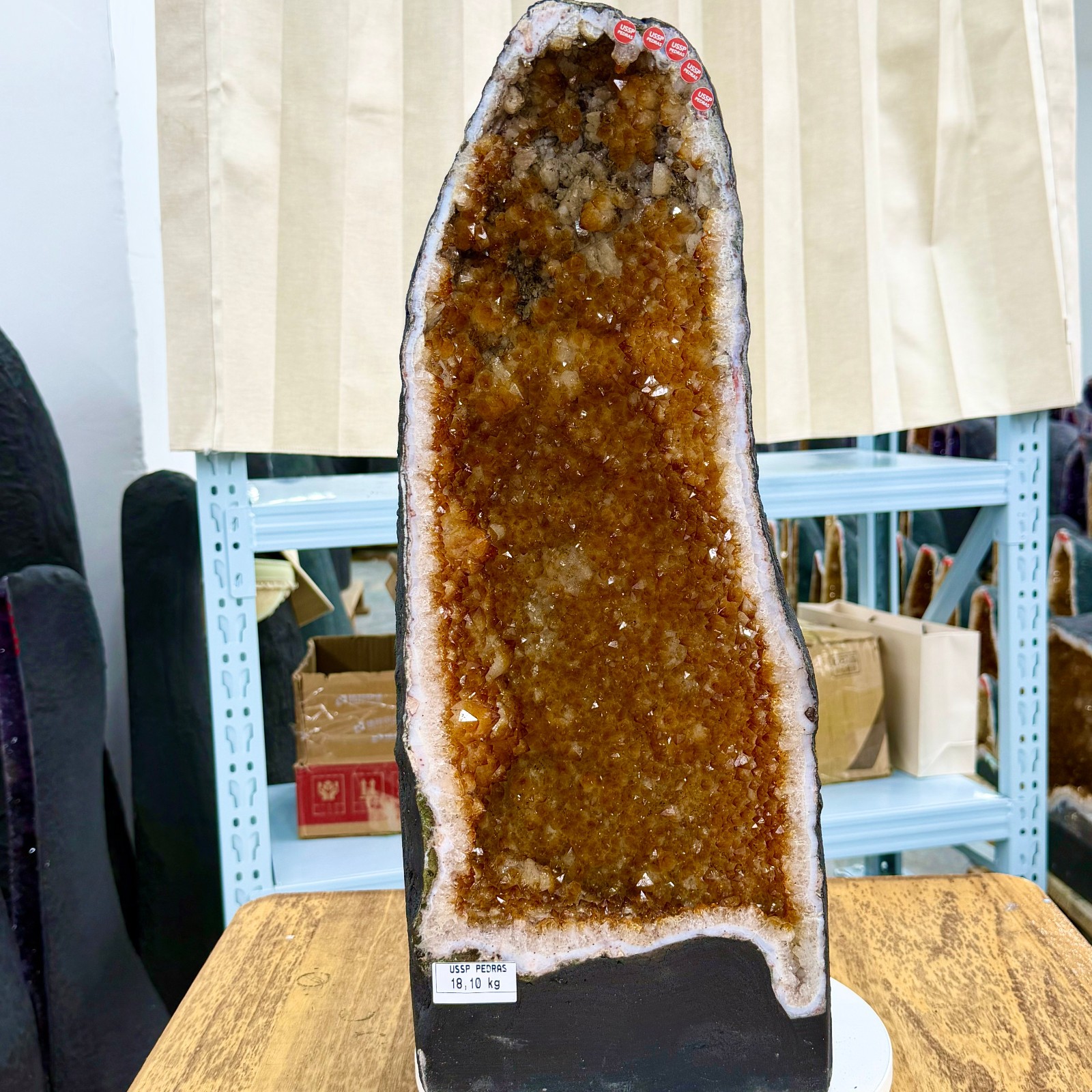 39.66LB Natural citrine geode quartz cave crystal Cathedrals specimen Healing