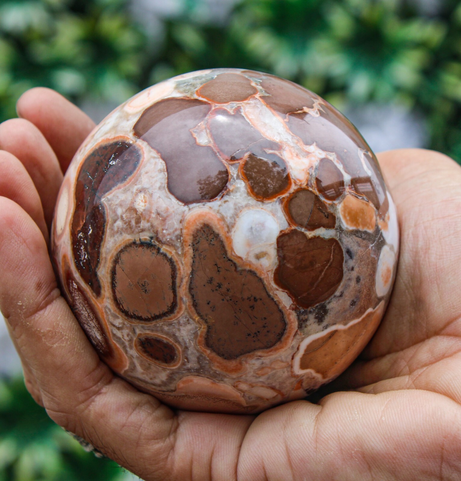 Natural 75MM Brown Cobra Jasper Crystal Healing Energy Reiki Chakra Sphere Ball