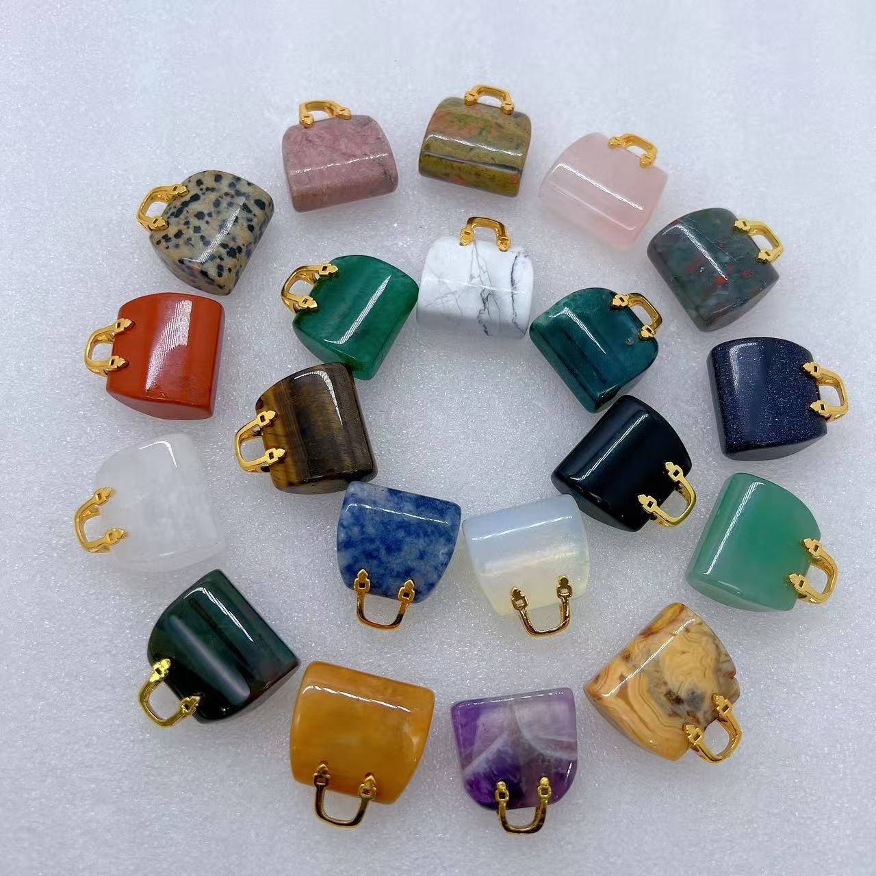 5pc Natural Mixed Quartz carved Small bag crystal reiki healing gift random