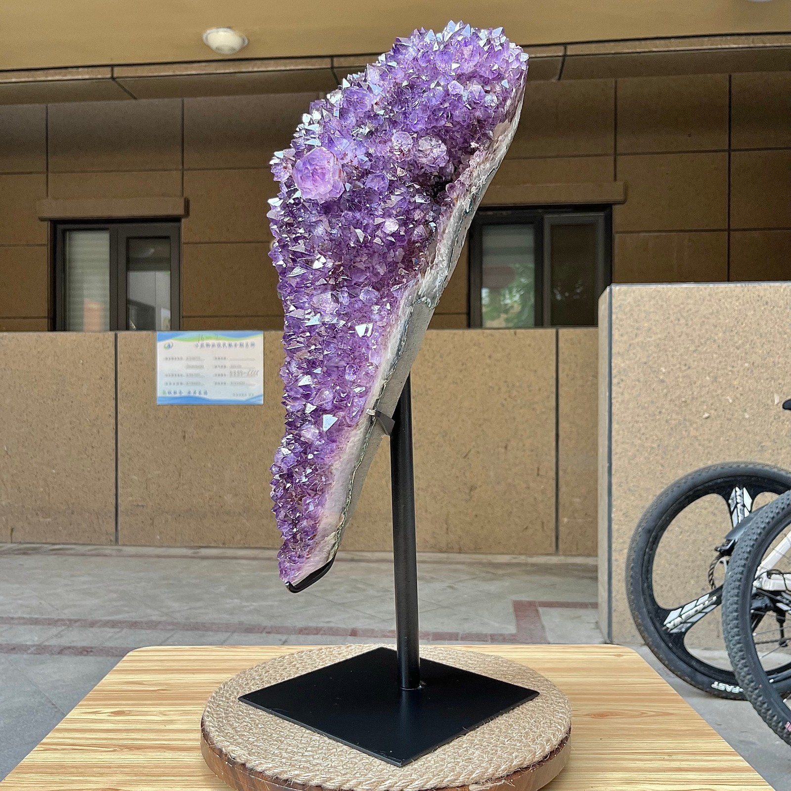 29.8 lb Natural Amethyst Cluster w/ Metal Stand Crystal Mineral Specimen