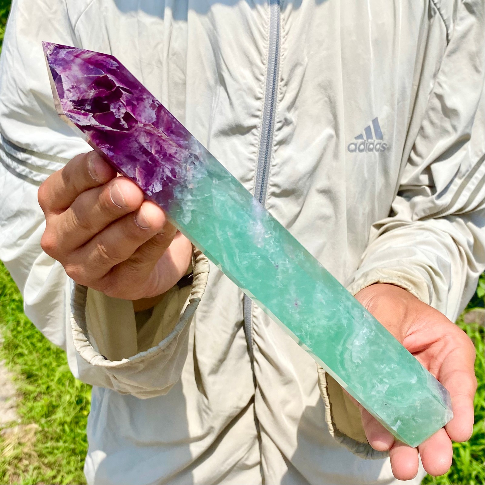 1.86LB Large Natural colored fluorite crystal column obelisk healing specimen