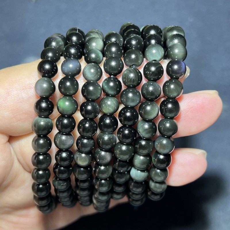 1PC Natural Obsidian wholesale Mexico rainbow purple green eye 6mm Healing