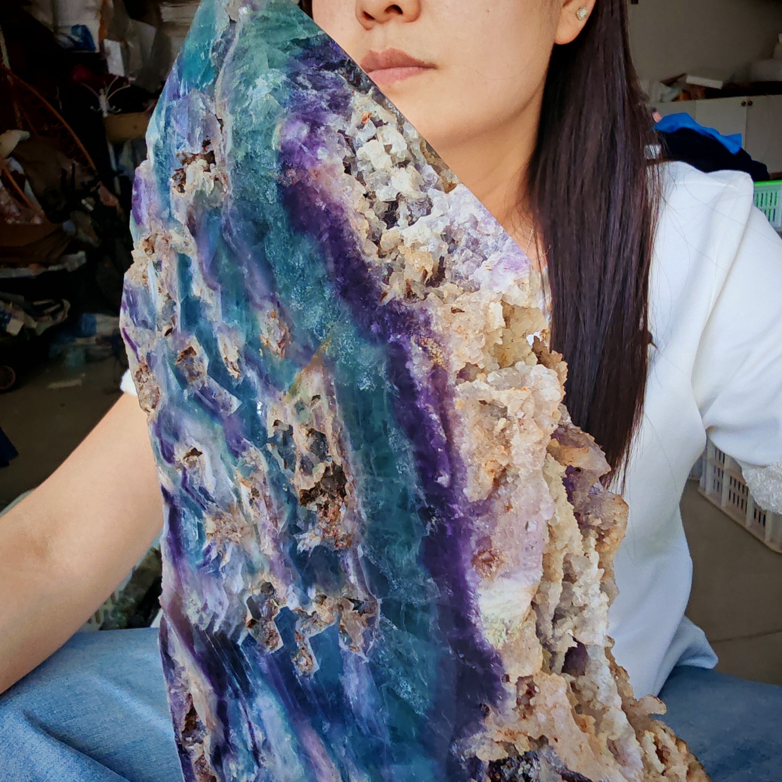 14.3LB Restoration of Natural Colored Fluorite Crystal Specimens 6500g