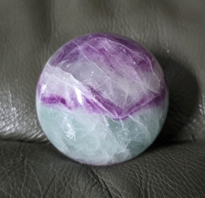 Rainbow Fluorite Sphere 58 MM 287 G Polished Crystal Ball Blue Green Purple