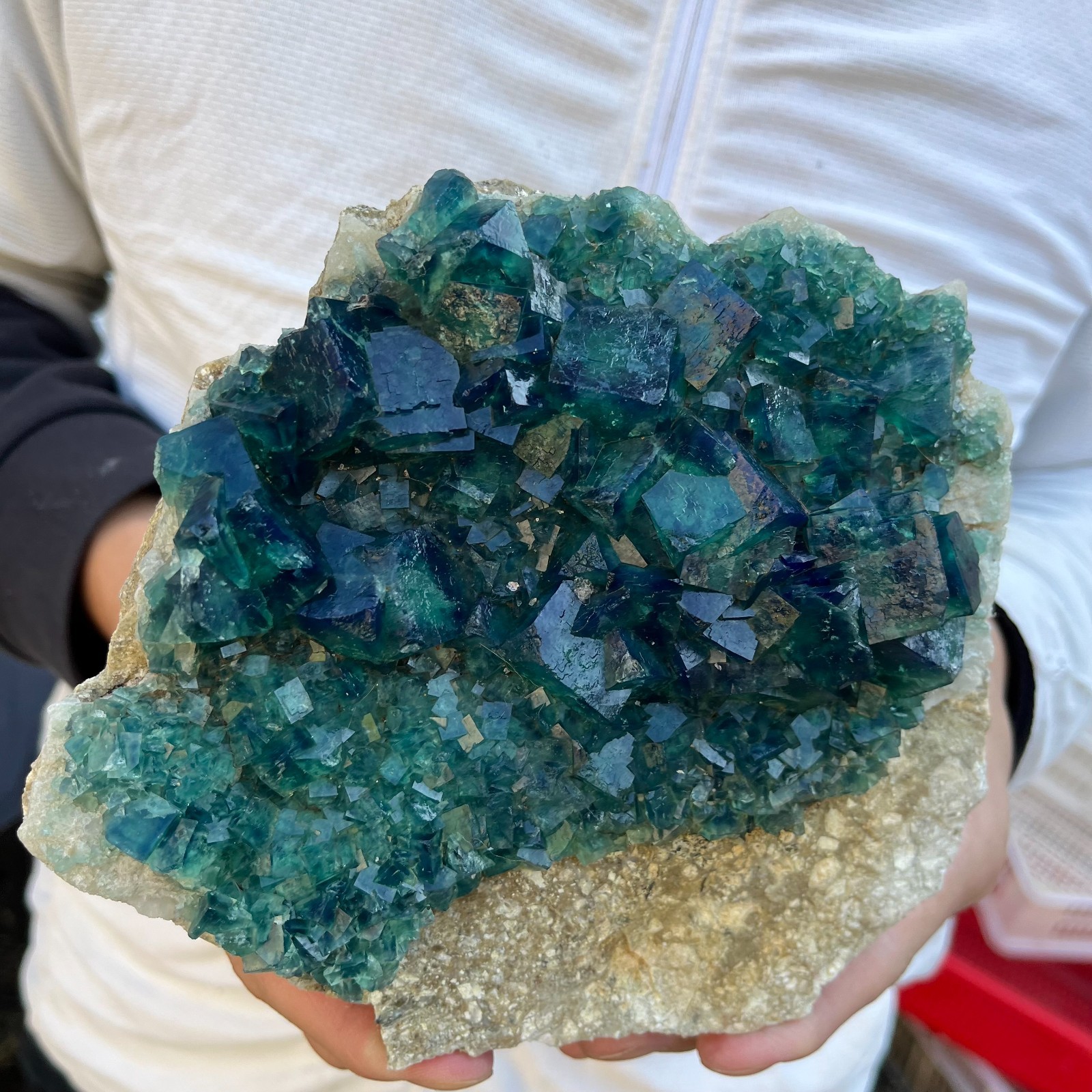 3.9lb Natural cubic green fluorite crystal cluster rough mineral specimen