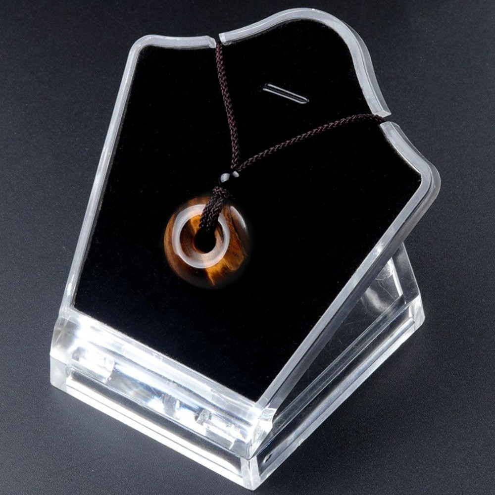 Crystal Agate Donut Pendant – Energy Healing Stone Ping An Kou Cord Necklace
