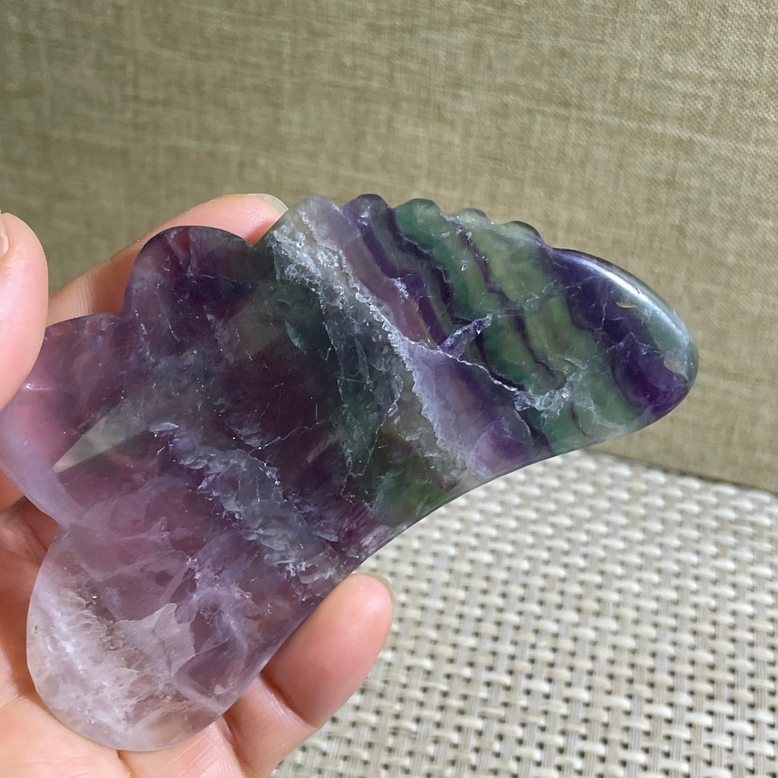 76g Natural beautiful Rainbow Fluorite Crystal Rough slices stone specimens