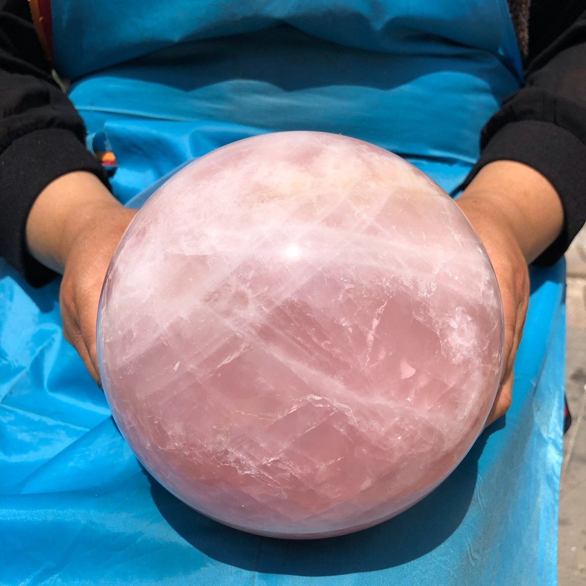 9.02 LB Natural Pink Rose Quartz Crystal Sphere Ball Healing Reiki 5087