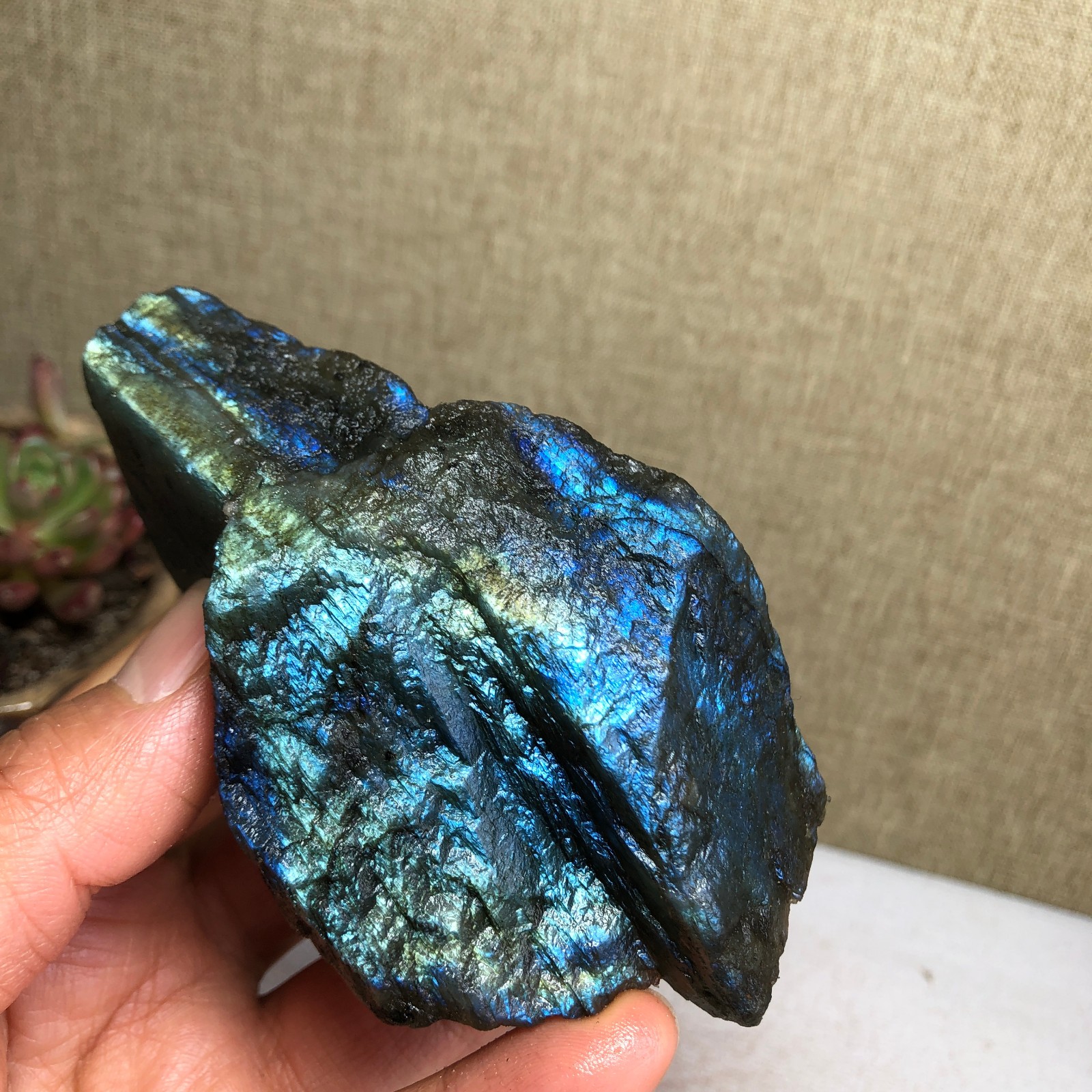 95-44-38mm Natural Labradorite Crystal gemstone Rough Mineral Specimen A4425