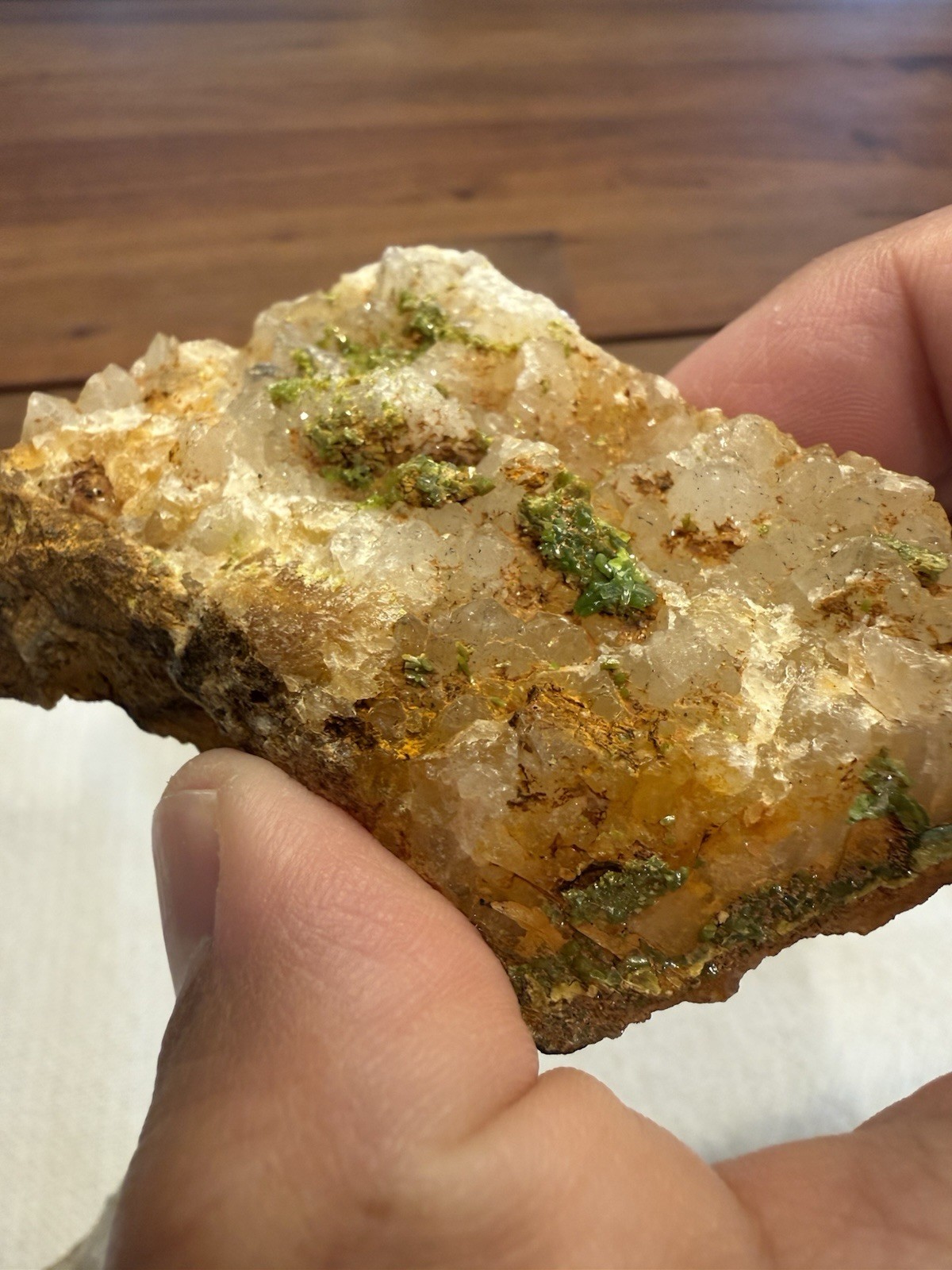 Pyromorphite on quartz collection – Wheatley Mines, Phoenixville, PA USA
