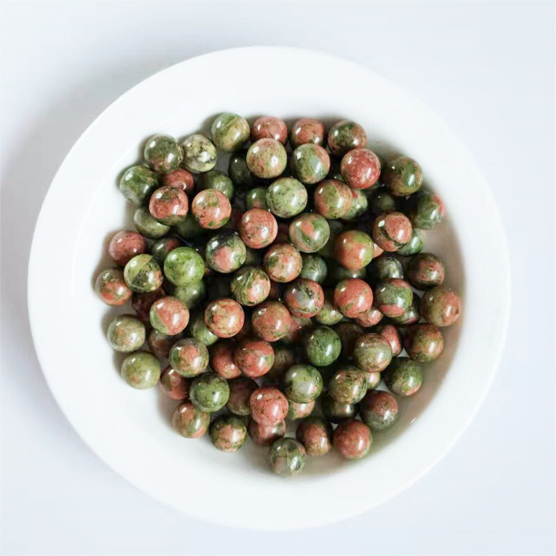 Wholesale 50pcs 8mm Natural Unakite Stone Round Ball Shape No Hole Beads