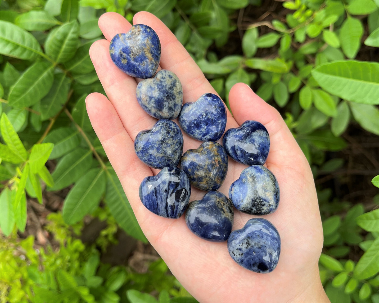 Sodalite Heart: 1″ (Blue Crystal Heart, Puffed, Stone Heart, Gemstone Heart)