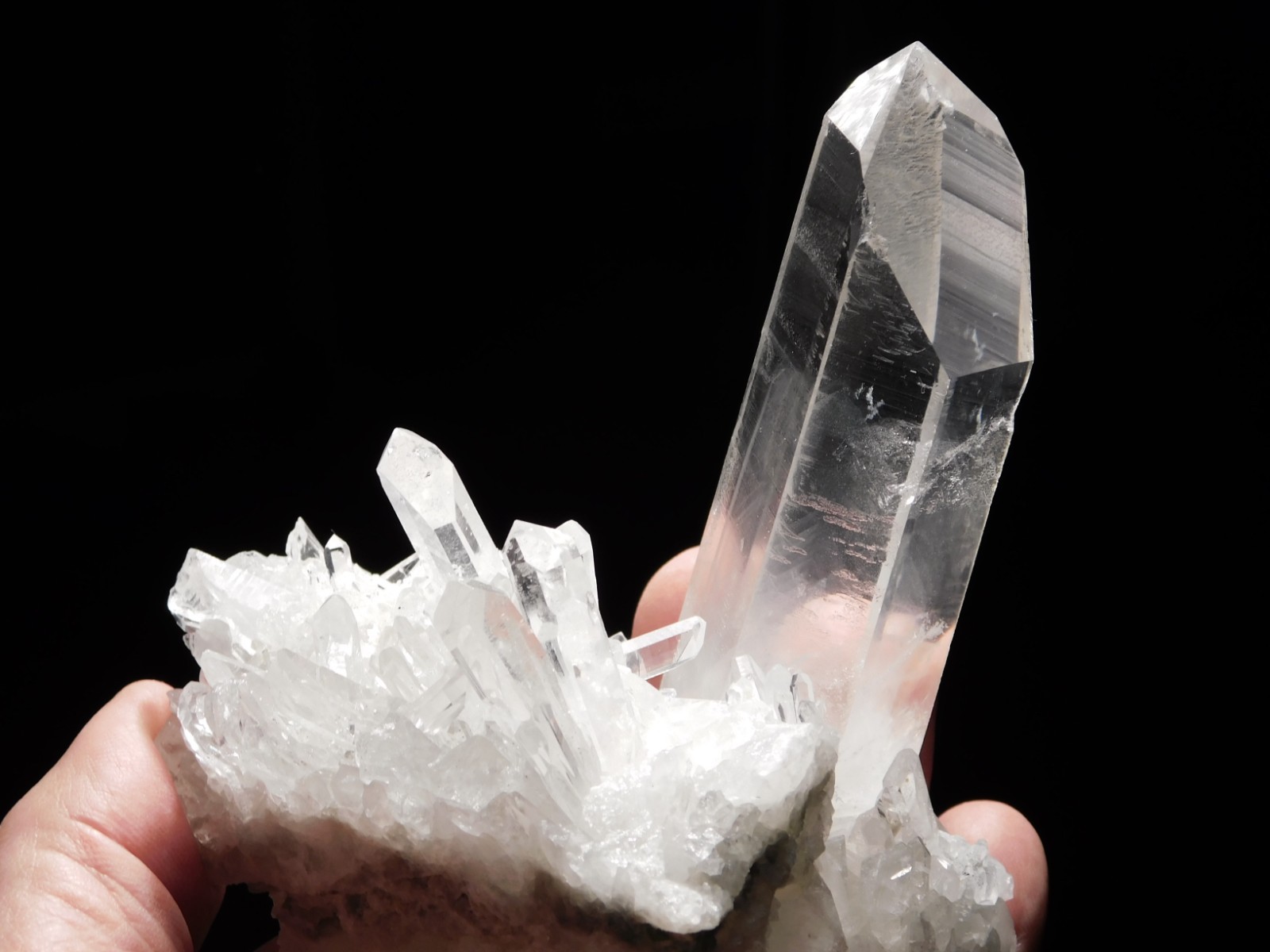 Super TRANSLUCENT Points! Big Nice & Natural QUARTZ Crystal Cluster Brazil 431gr