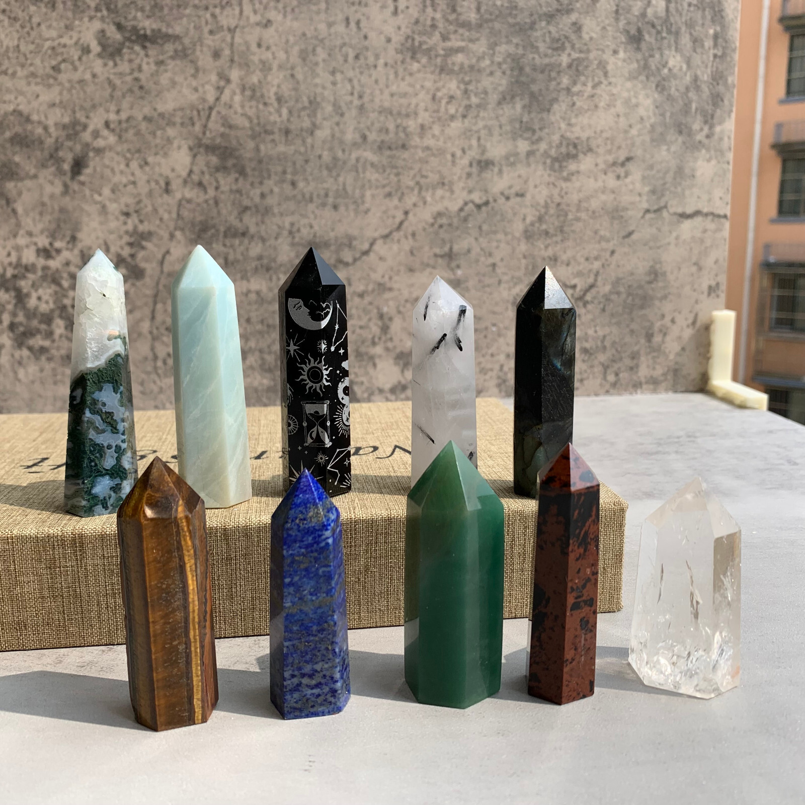 10pcs Natural Quartz Obelisk Crystal Wand Mineral Point Healing 45-80mm