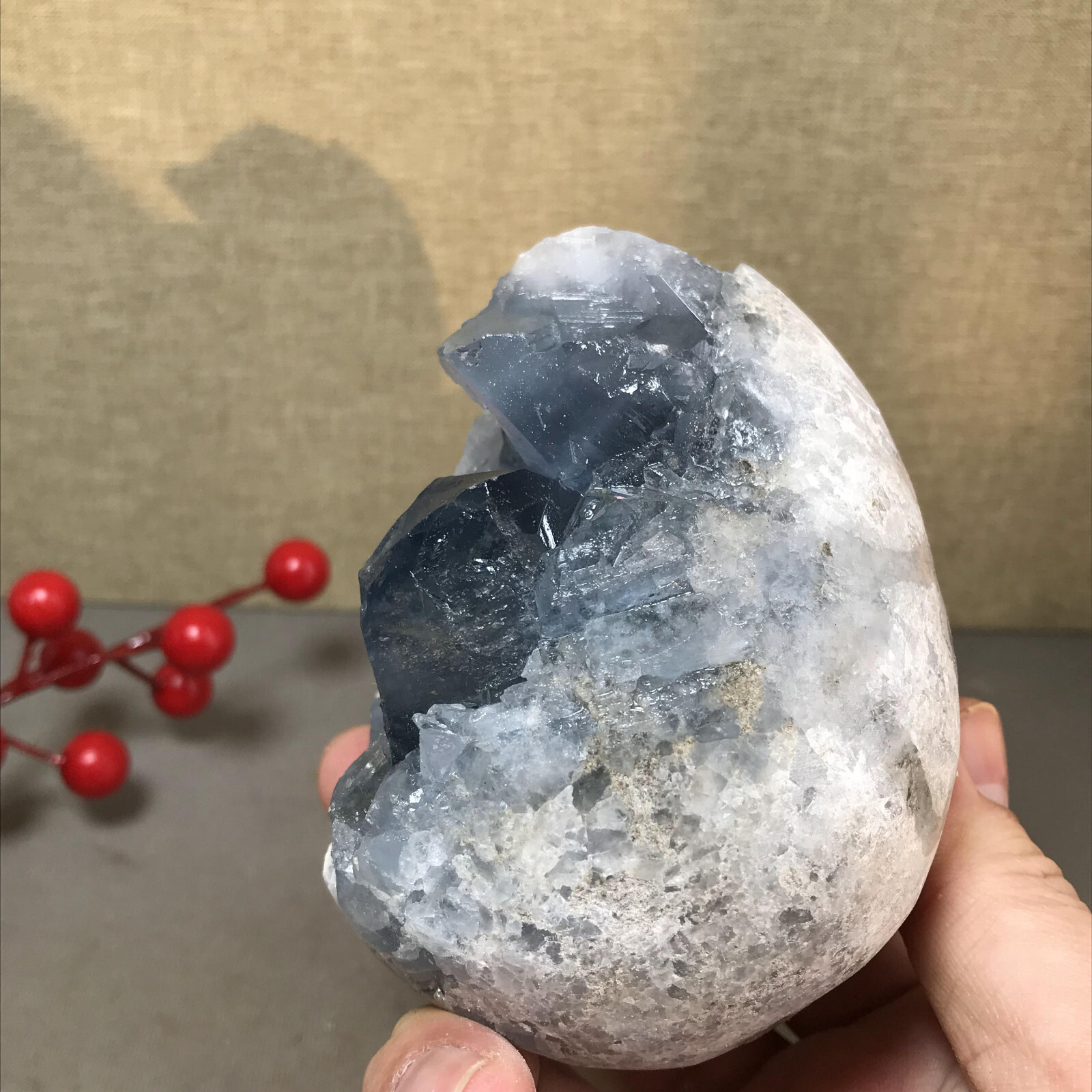 1.08kg Natural Raw Blue Celestite Crystal Quartz Cluster Geode Specimen A4512
