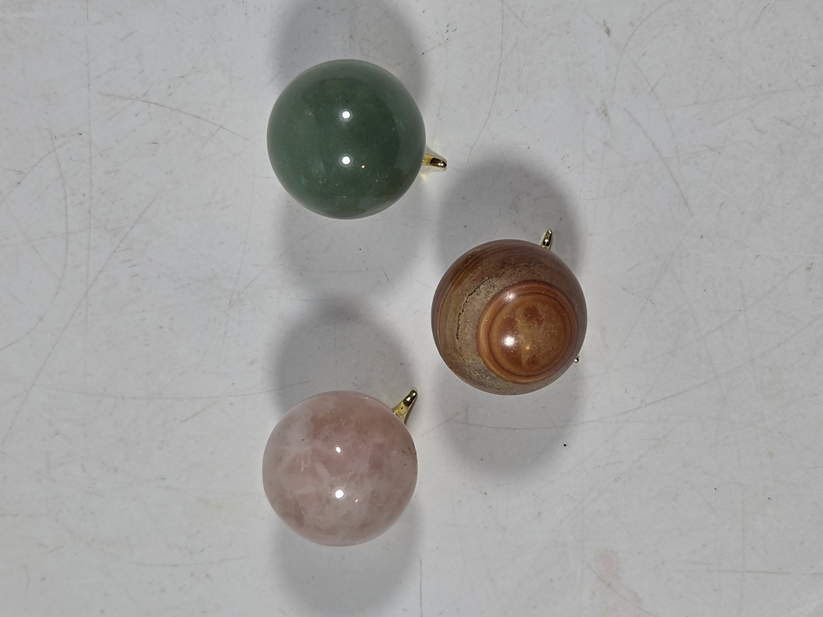 Small Polished Natural Stone Sphere Mixed Material Lot On Stands 1.6″