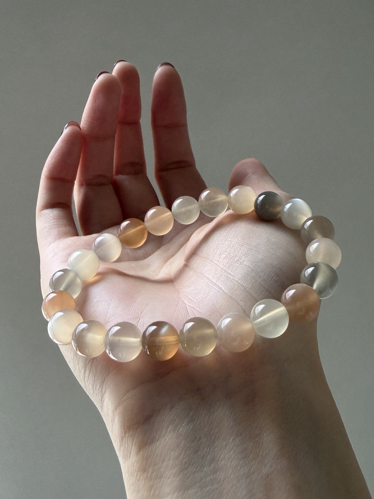 AAA+ Natural Colorful Multi Color Peach Gray White Flashy Moonstone Bracelet