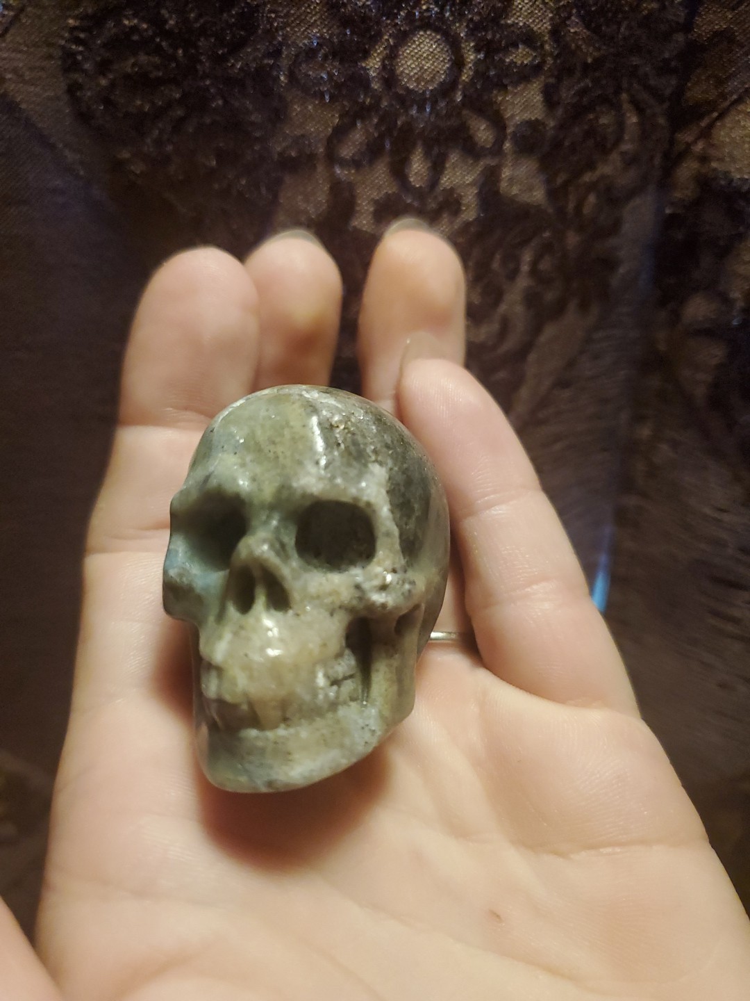 SALE!Carved Ophiolite Crystal Skull Figure