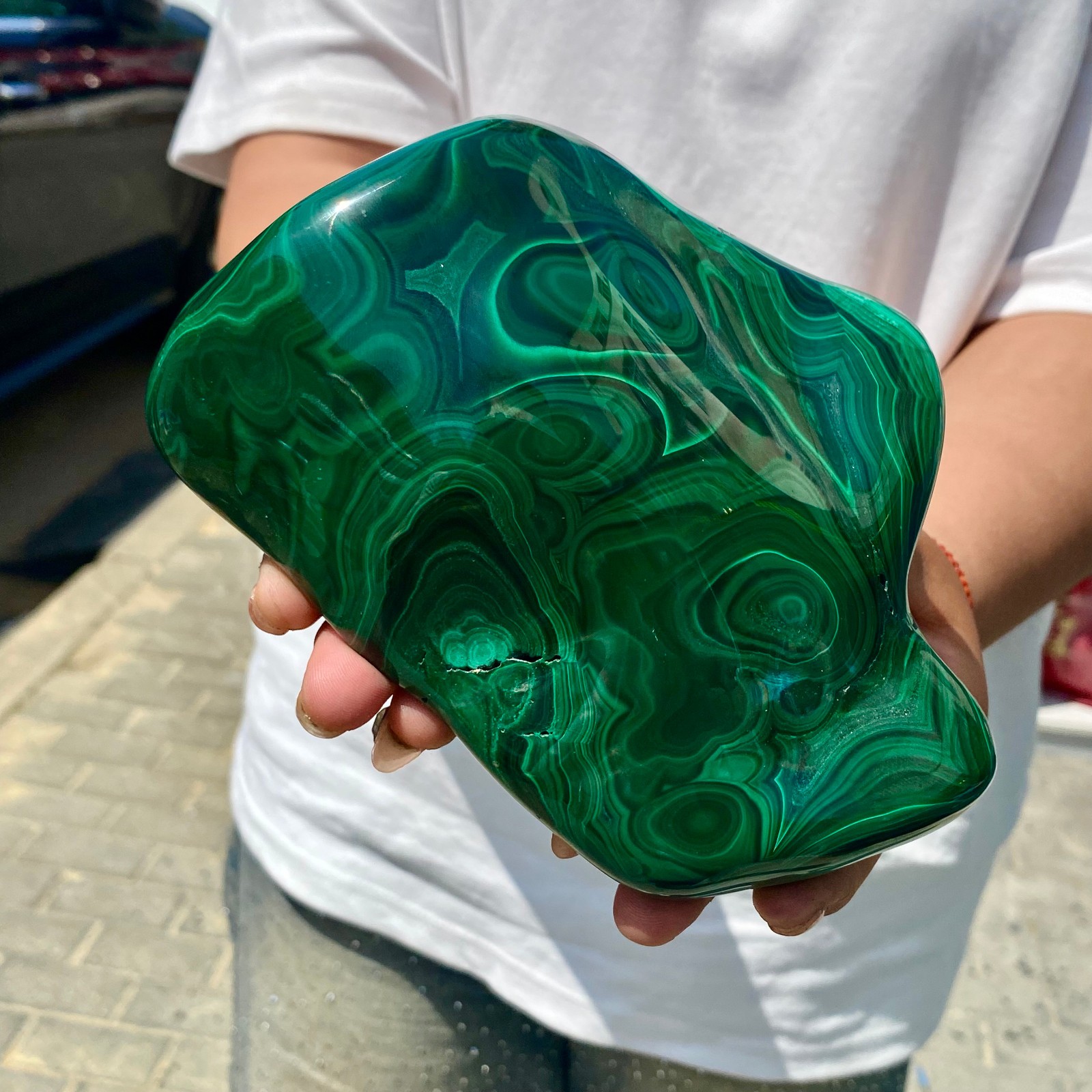 3.32LB Natural glossy Malachite transparent cluster rough mineral sample
