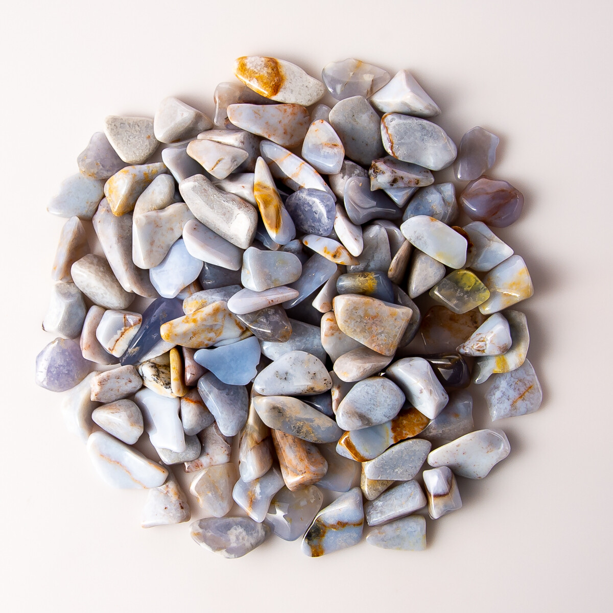 1/2 lb Tumbled Blue Chalcedony Gemstone Crystals 95-115 Stones Rock Specimens
