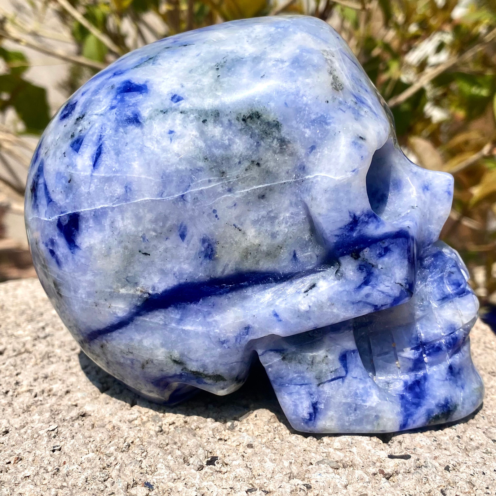 2.49LB Natural blue patterned stone, crystal skull, spiritual healing