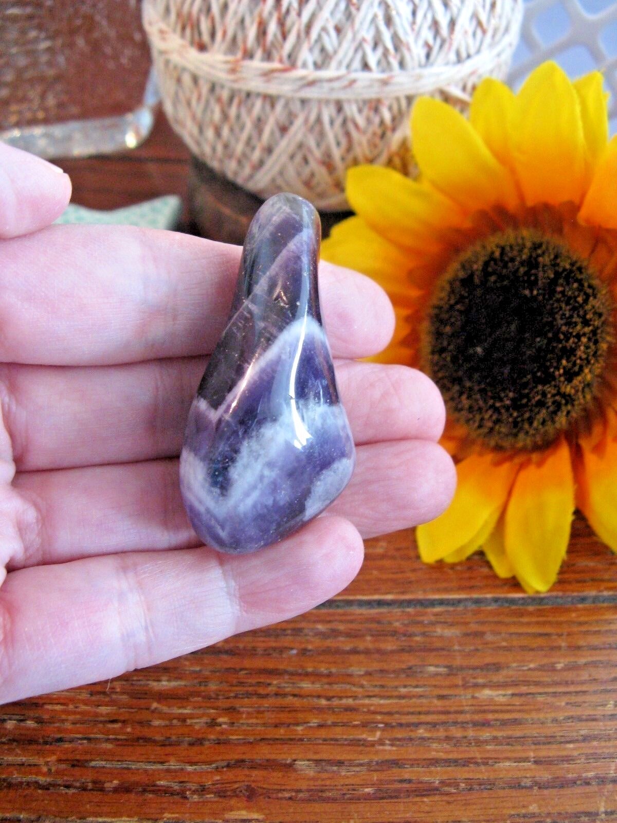 New Chunky Natural Purple Chevron Amethyst Crystal Tumbled Pocket Stone