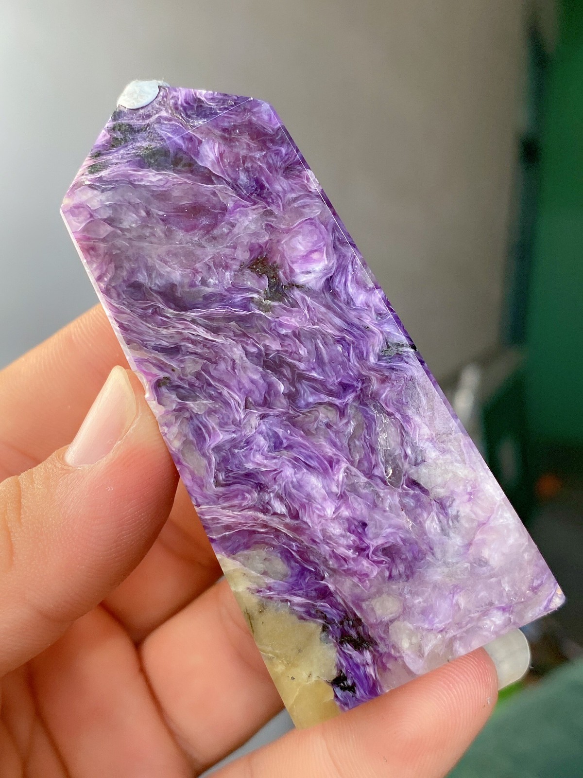 Charoite Obelisk Tower, Purple Swirl Decorative Collectible Crystal Point