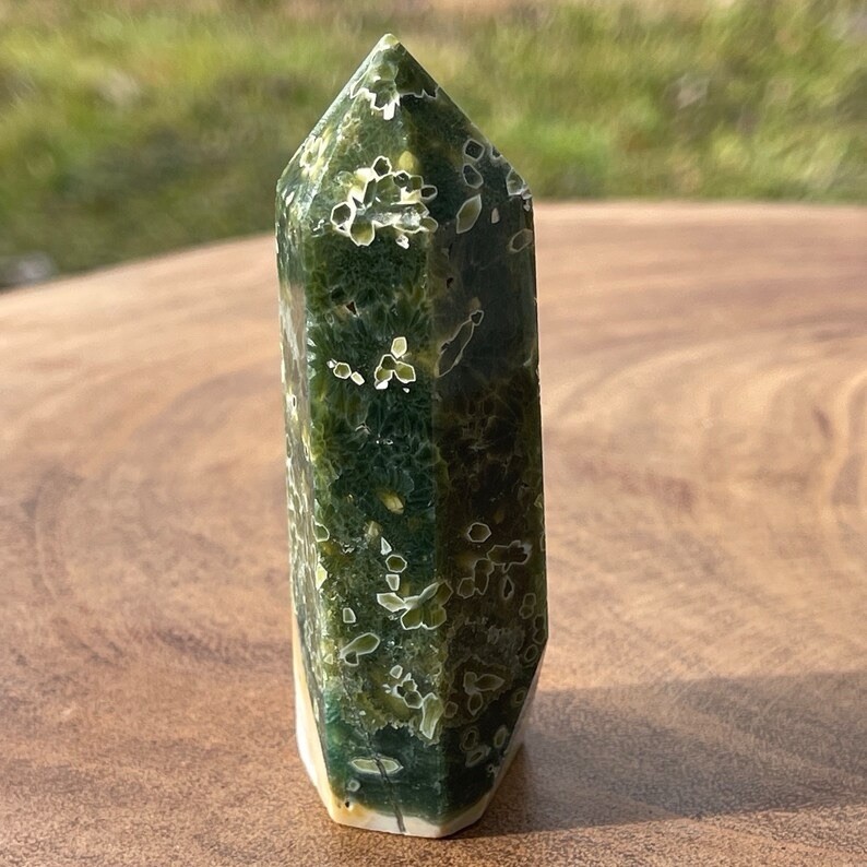 Madagascar 7th Vein Green & Yellow Ocean Jasper Tower • Natural Orbicular Jasper