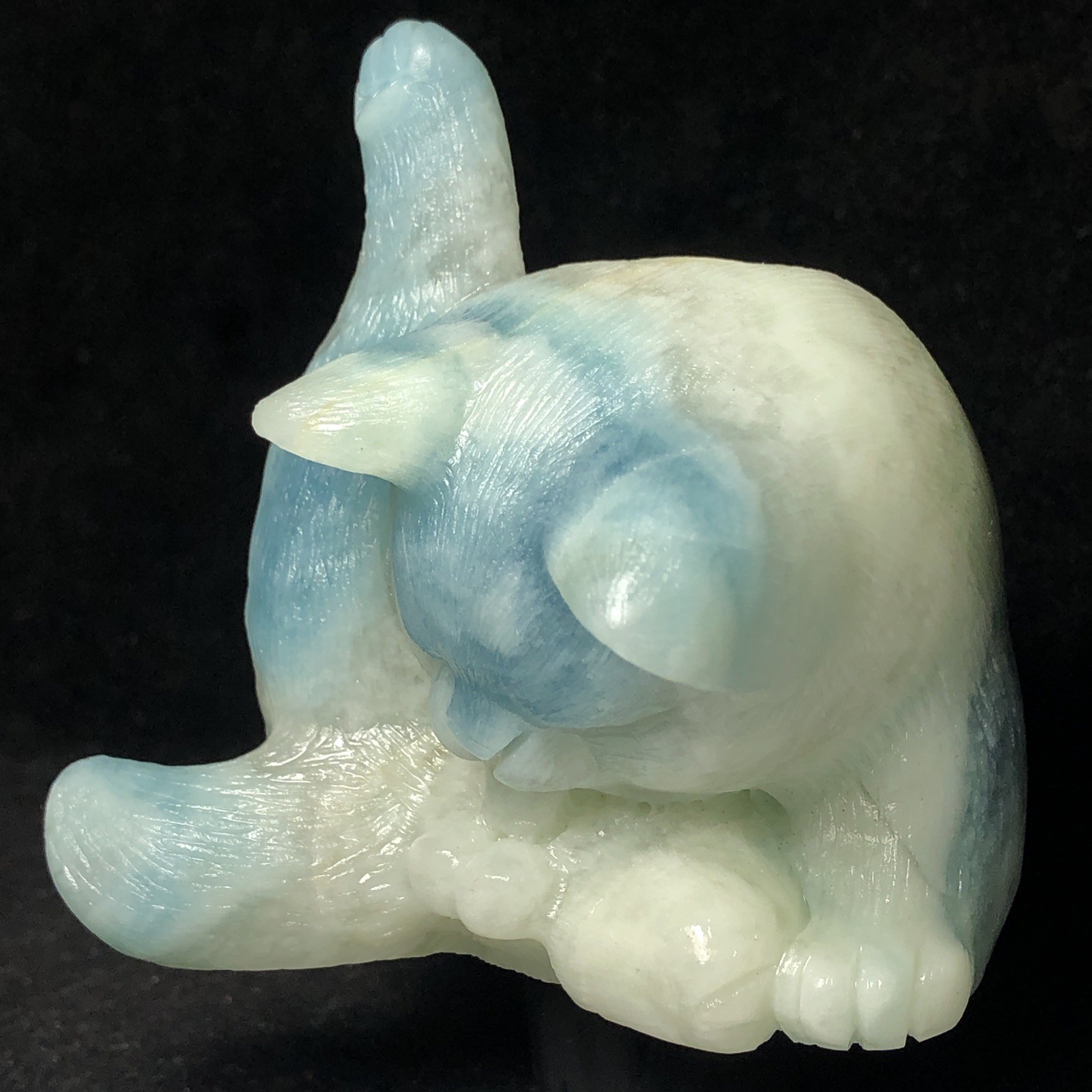 CAT HAND-CARVED NATURAL AMAZON STONE CRYSTAL QUARTZ MINERAL SPECIMEN COLLECTION.
