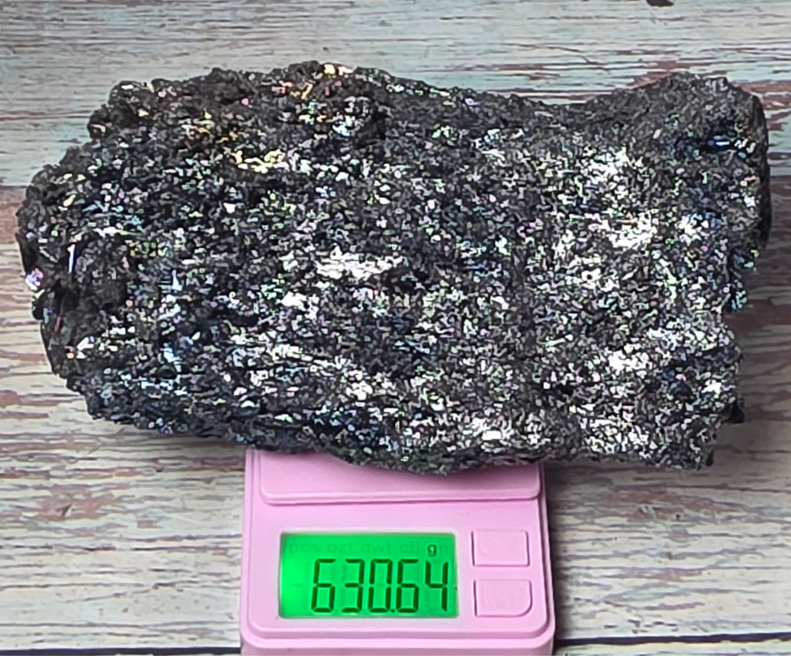 Rainbow Sparkling Druzy Carborundum Specimen – 630.64g | 5.5″ Tall