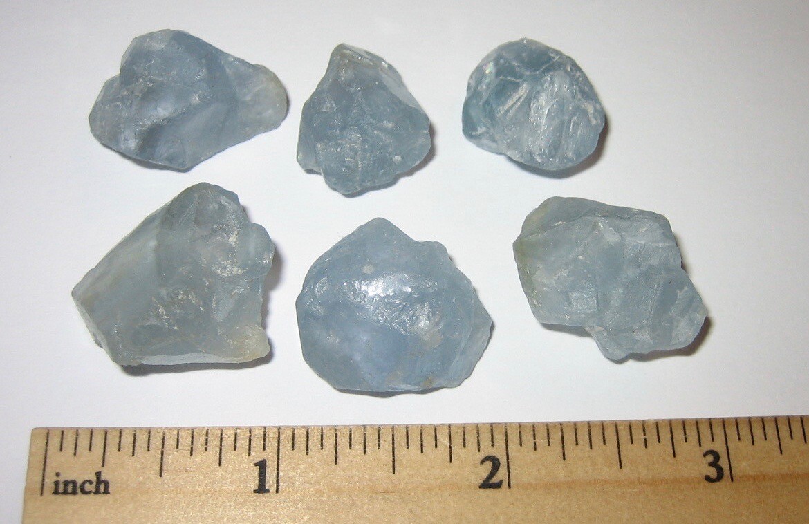 6 SMALL NATURAL ROUGH .5″-.8″ CELESTITE CRYSTALS FROM MADAGASCAR ~ 55.2grams *1