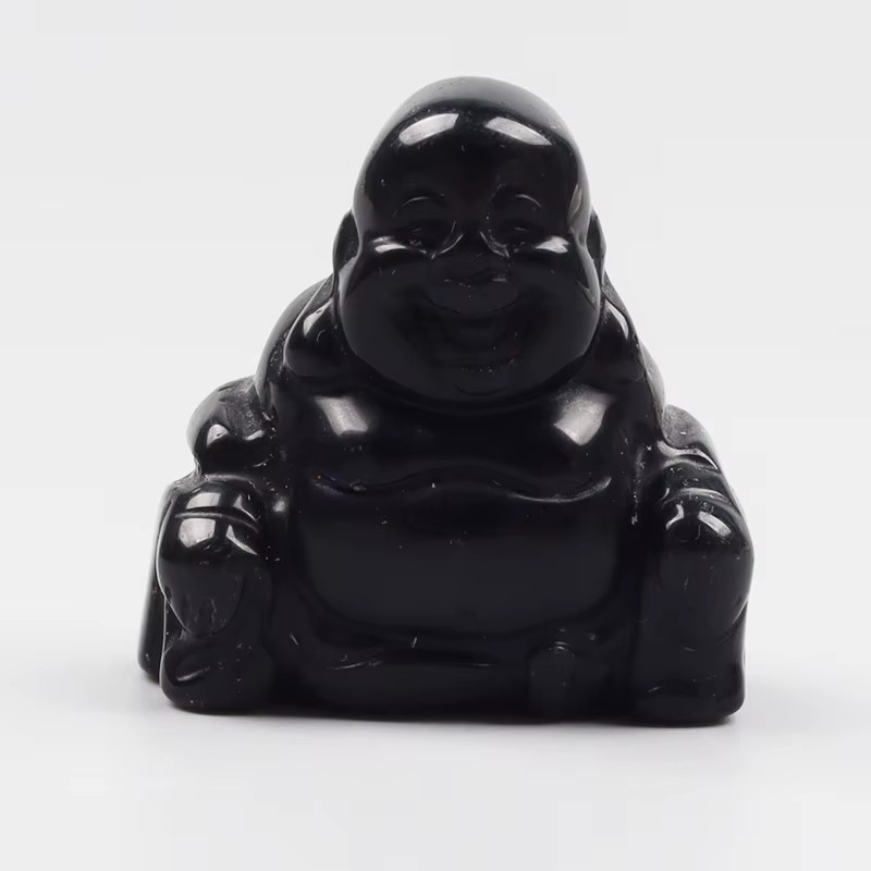 Jade Buddha Figurine 1.5” Hand Carved Natural Green Gemstone Reiki Crystal Hea