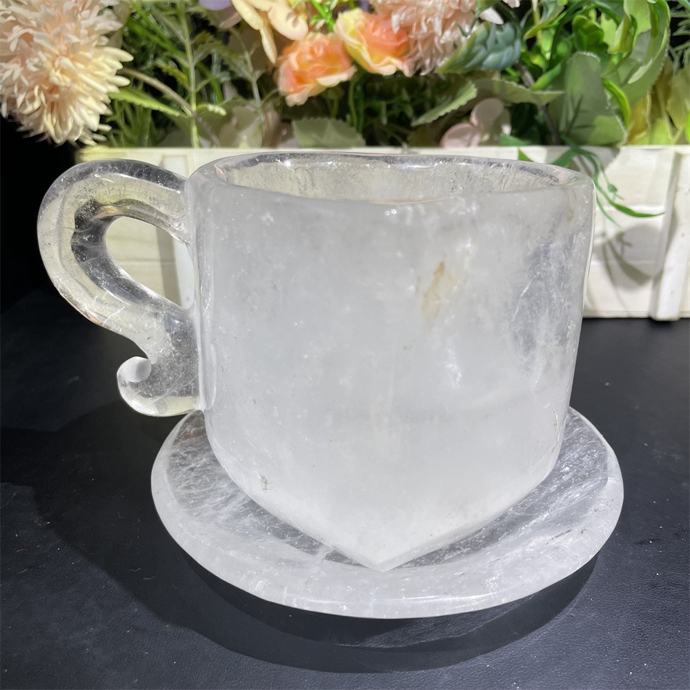 2.3LB 4.9″ Rare A+Natural Clear Quartz Heart Cup Set Crystal Reiki Carving Decor