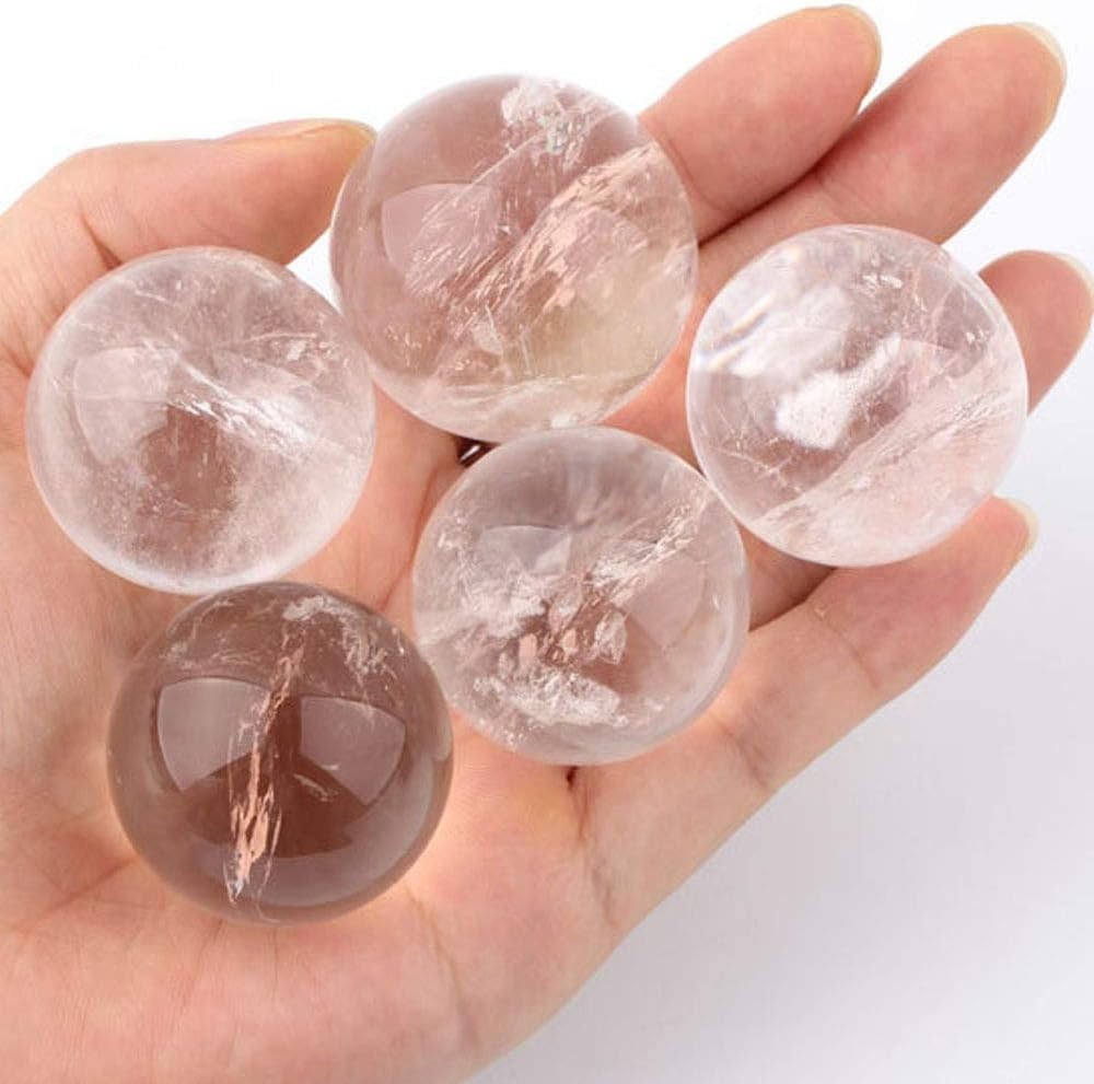 1Pcs 35-40Mm Rare Clear Natural Rainbow Large Quartz Crystal Sphere Ball Healing