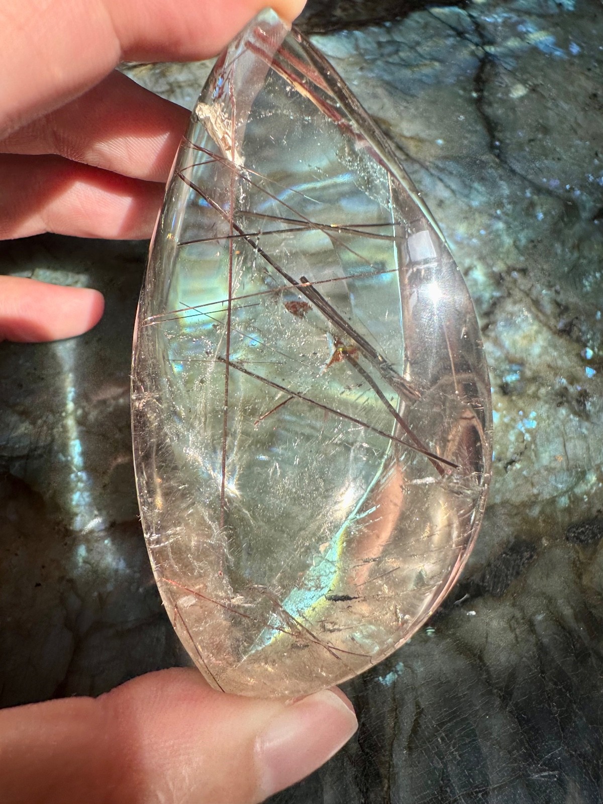 Smoky Quartz High Clarity Freeform with Dark Red Tourmaline Inclusions