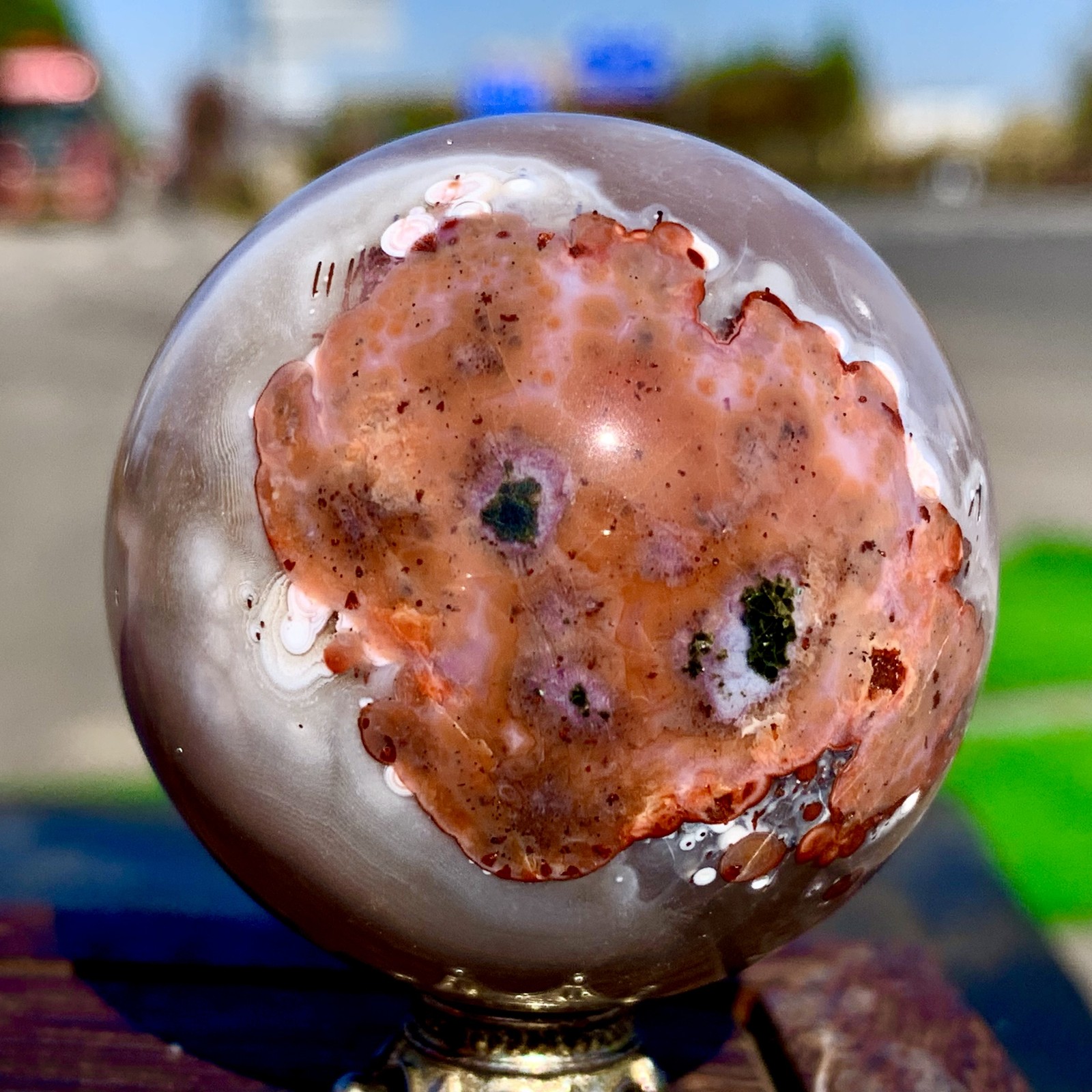 130GNatural Silk agate Sphere Quartz crystals Balls Reiki Healing Gem