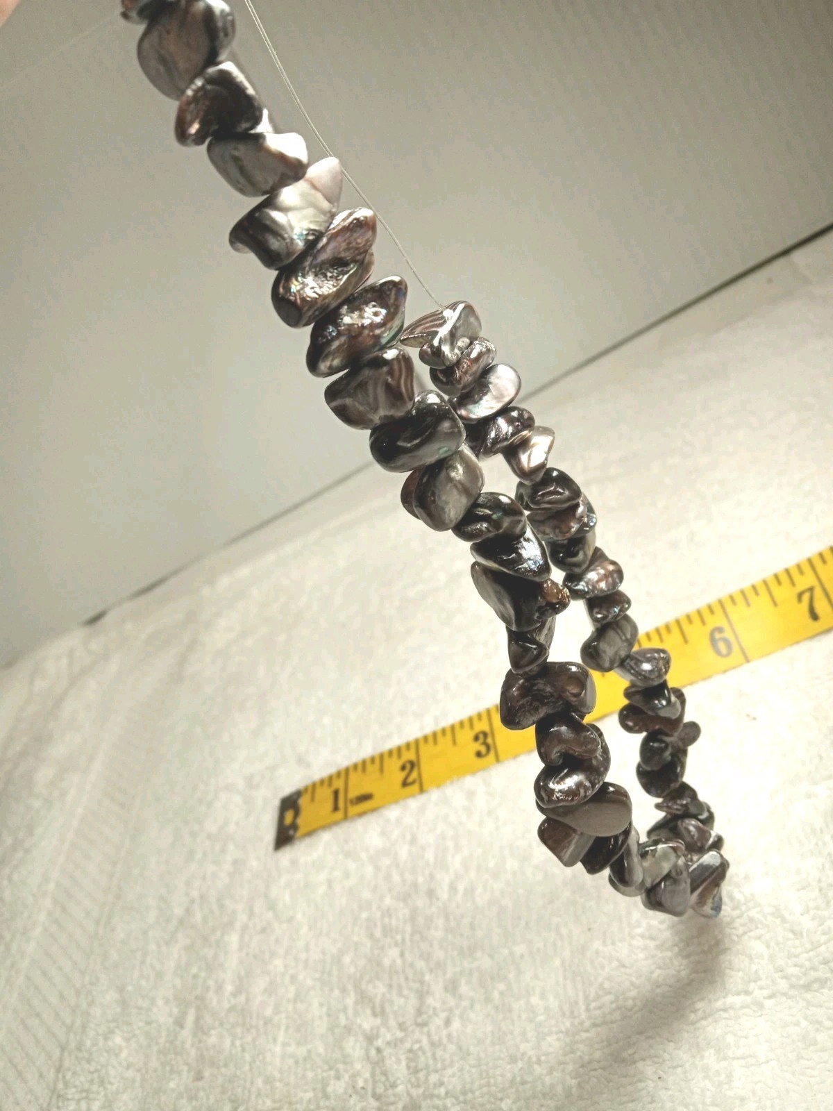 Smoky Gray Mother of Pearl beads on nylon thread, 67g