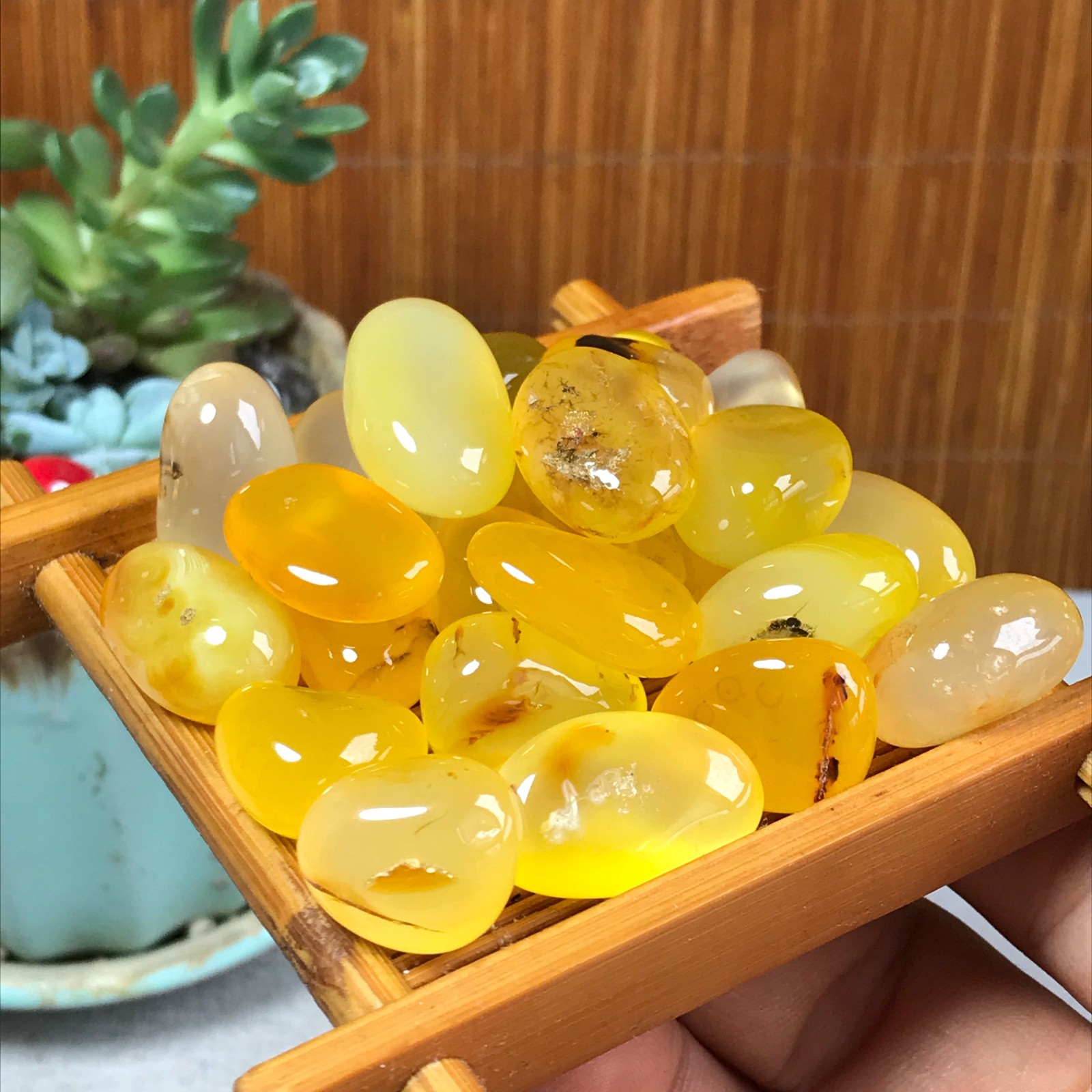 24pcs Natural Yellow agate Crystal gemstone Polish Mineral Specimen 93g A6848