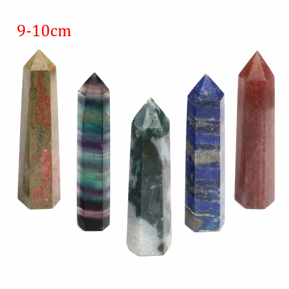 Natural Chakra Quartz Crystal Stone Point Wand Obelisk Tower Column Healing Rock