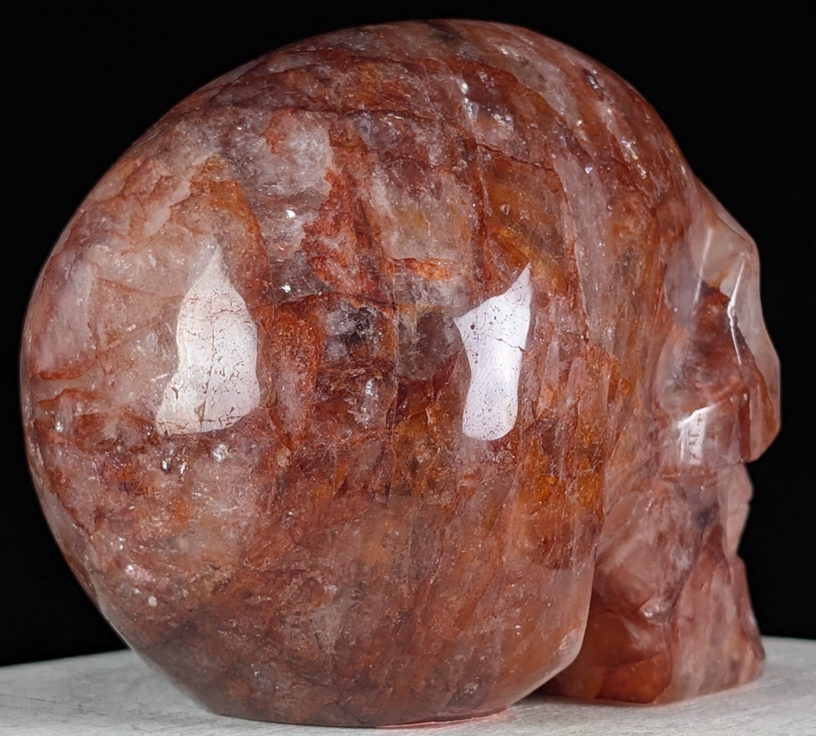 Red Fire Quartz Skull Carving Crystal Gemstone Large Big Chakra Reiki