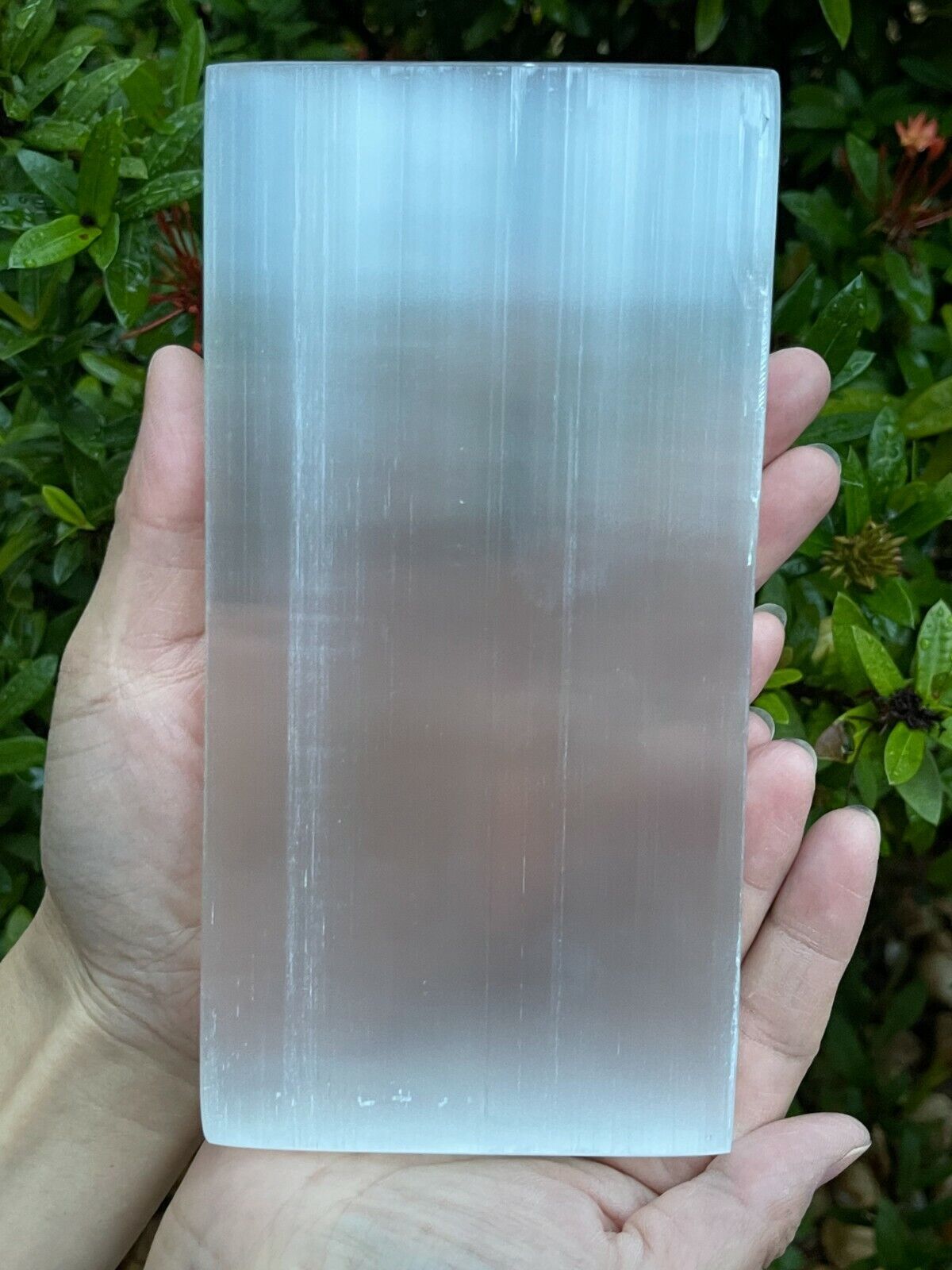 Large Selenite Charging Plate -8×4 Inch Polished Selenite Slab, Selenite Tile